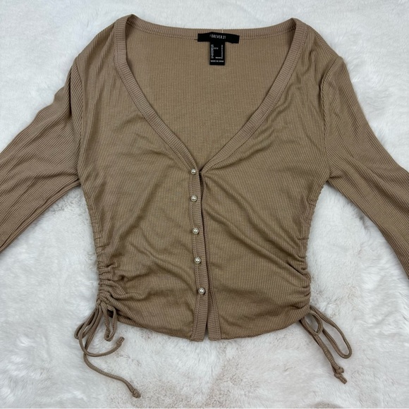 Forever 21 Long Sleeve Ribber Crop Top - Picture 2 of 6